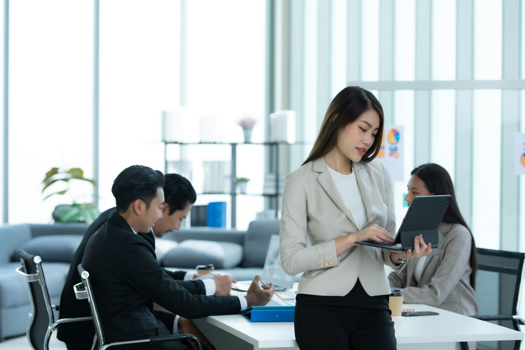 portrait of an asian female rookie in the new entrepreneurial team in the business