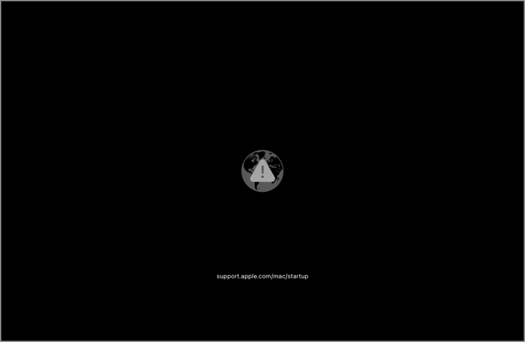 macos startup circle globe with warning symbol