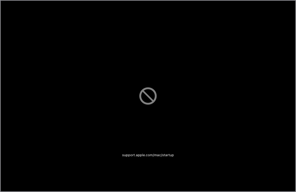macos startup circle with slash circle with line