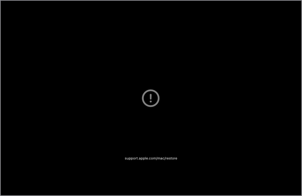 macos startup exclamation mark in circle