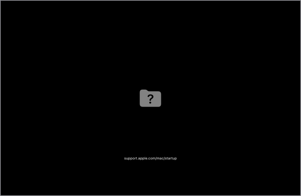 macos startup folder with question mark